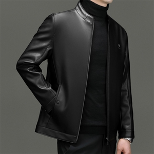 DF23902钱塘2020-2商务休闲简约立领冬季中年男士皮衣外套P160图片