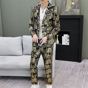 507A-T886-P125 2025春夏时尚个性夜店男士西服西裤两件套图片