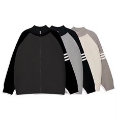 开衫毛衣男潮牌立领撞色针织外套男生休闲毛线衣服冬装，男装针织衫/毛衣，星座1018A