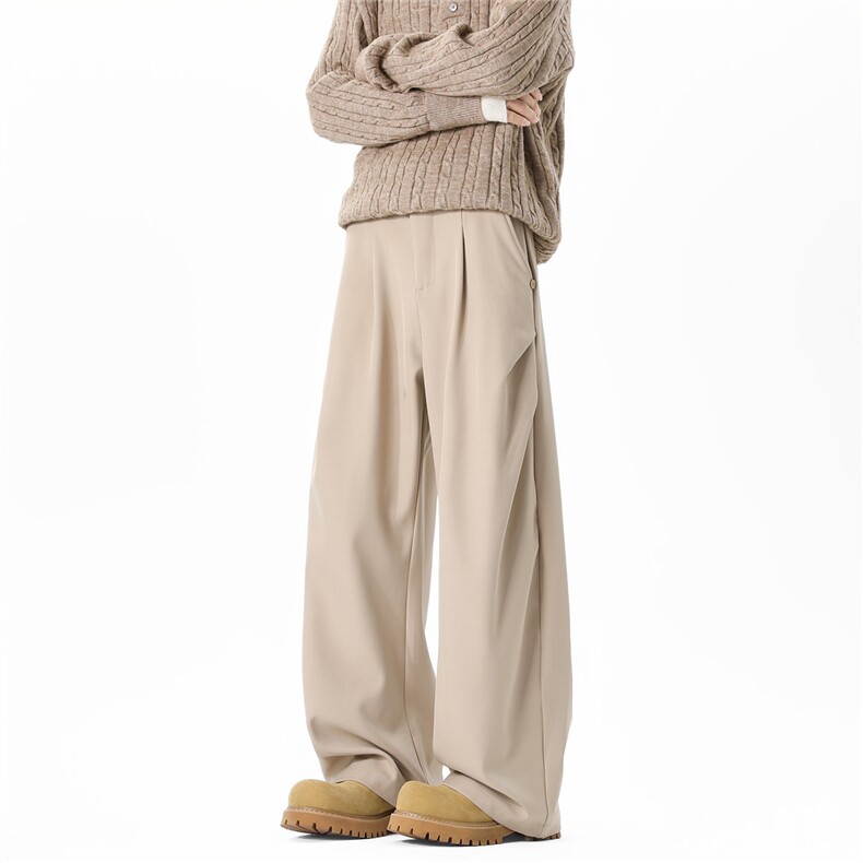 2025秋冬新款宽松大码拖地老钱风褶皱西裤休闲裤K3379-特P39控78，男装休闲裤，电商042