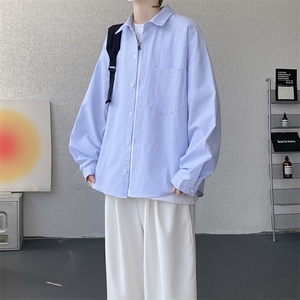 衬衫男秋季新款港风宽松大码条纹长袖衬衣CS801-特P29图片