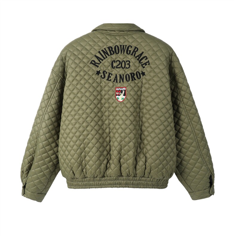 2025冬装新款菱形格棒球服棉衣加厚外套刺绣棉服C208-1066-P98,男装棉衣,电商C208