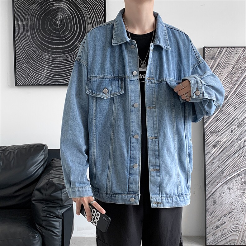 牛仔夹克男秋冬加绒加厚复古外套休闲上衣JK01886-P58加绒P78,男装夹克,星座308B-1