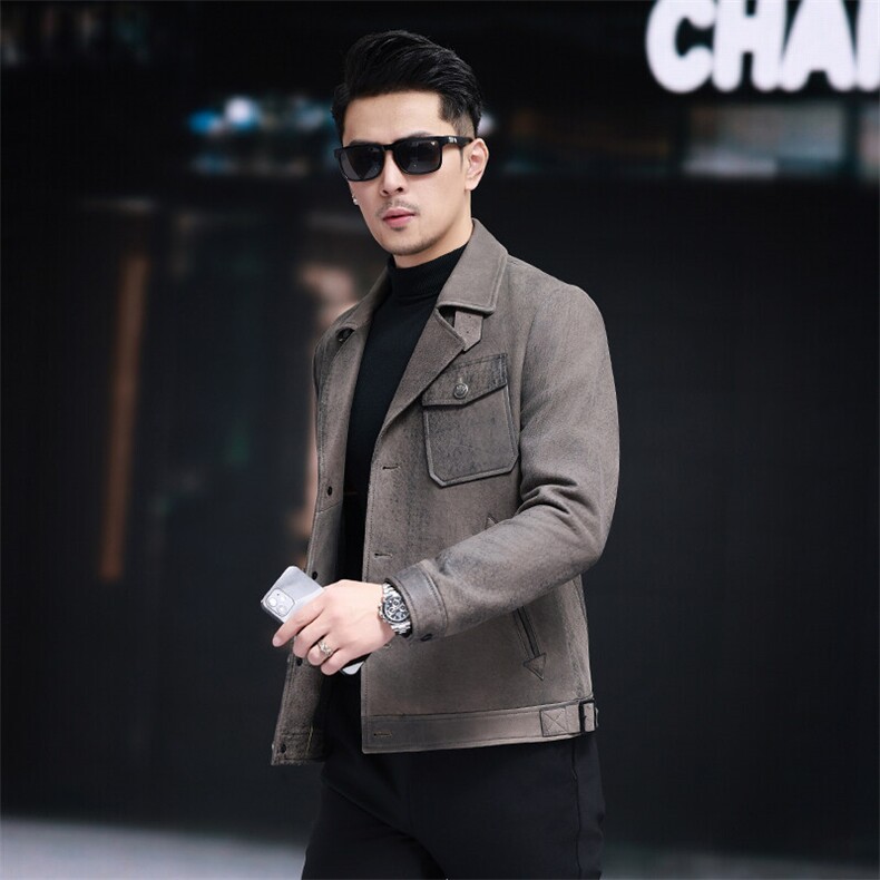 秋冬新款男士真皮皮衣绵羊皮外套休闲西服皮衣简约夹克通勤男装，男装夹克，电商B360A（原721A）