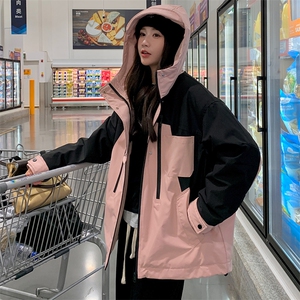 连帽工装冲锋衣加厚兔毛绒内里派克棉服3083P215K308图片