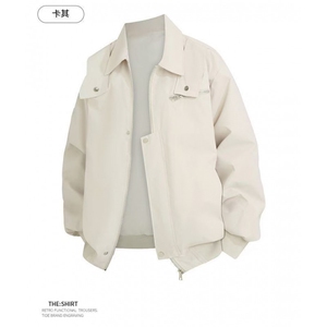 1506/QG16110/P49高级感帅气夹克外套男装纯色潮流夹克上衣图片