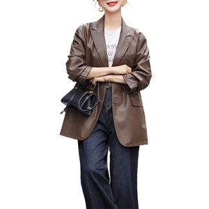 BAO款皮衣女2025新款款小个子高级感宽松春秋季韩版洋气西装外套图片