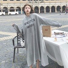 出货中20秋款长款连帽卫衣不规则连衣裙262A-3988-P120-K178，女装卫衣/绒衫，Yologo