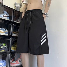 美式凉感冰丝条纹男三条杆撞色拼接短裤X416B-1-DK3082-特P28限48，男装牛仔裤，星座416B-1