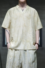 2025夏季新款风男装上衣新中式盘扣天丝提花短袖T恤C99-P65，男装T恤，电商B277(原6028)