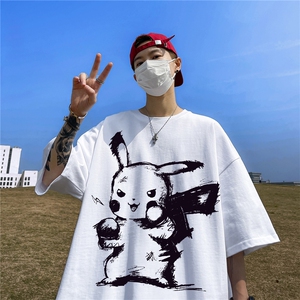 纯棉T恤 直播高品质重磅220克皮卡丘印花T61-p25图片