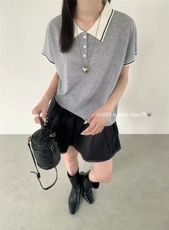 莱赛尔翻领花边，女装针织衫/毛衣，天佑贝依
