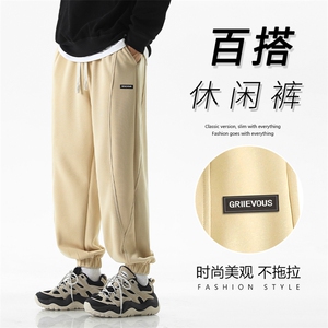 美式运动裤春秋百搭显瘦束脚裤休闲卫裤-X1633特批45图片