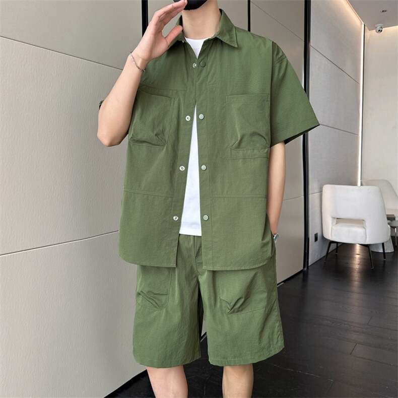 短袖衬衫男新款夏季薄款透气搭配一套短裤宽松翻领衬衣TZ071-P88,男装牛仔裤,星座308B-2
