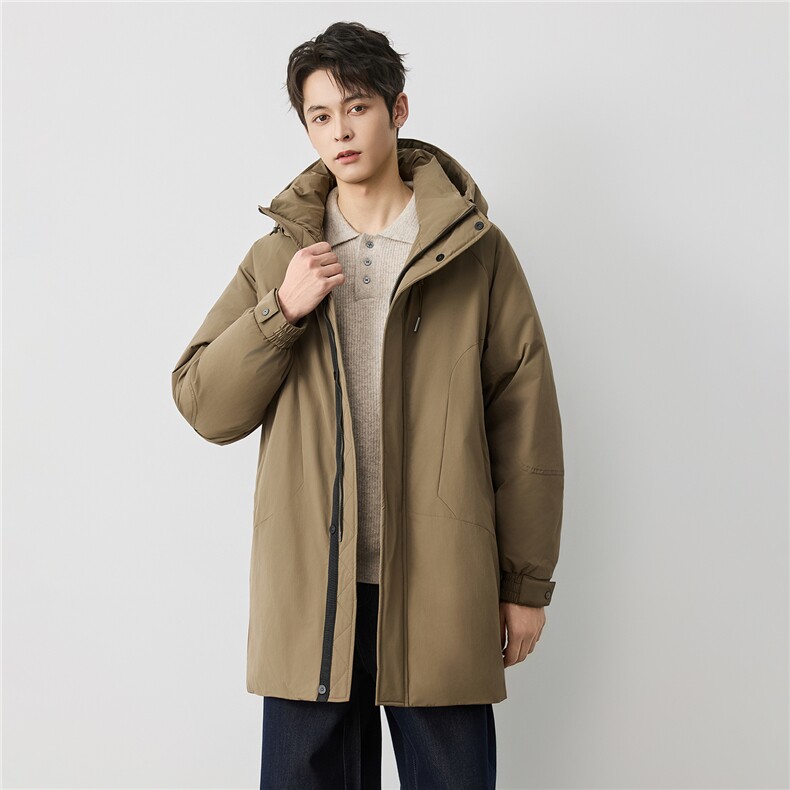 90绒羽绒服保暖中长款外穿长款可折叠两穿男装加绒加厚连帽秋冬,男装羽绒服,电商D215