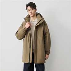 90绒羽绒服保暖中长款外穿长款可折叠两穿男装加绒加厚连帽秋冬，男装羽绒服，电商D215