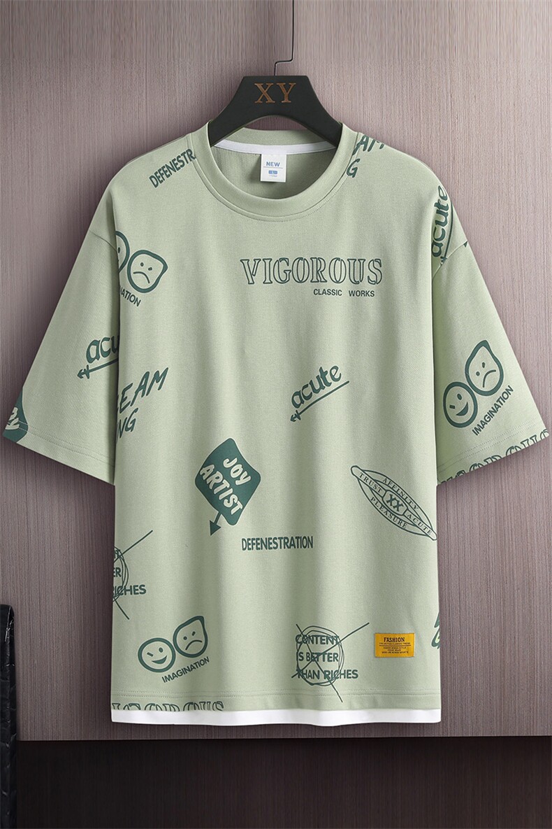 冰氧仿棉短袖木板挂拍体恤休闲百搭趣味印花男上衣TC3156-P25控48,男装T恤,星座717