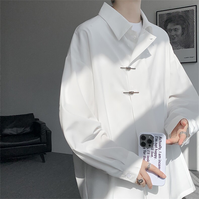 CS1153-特P40控78秋季新款垂感佳新中式衬衫宽松衬衣大码男,男装衬衫,电商A059