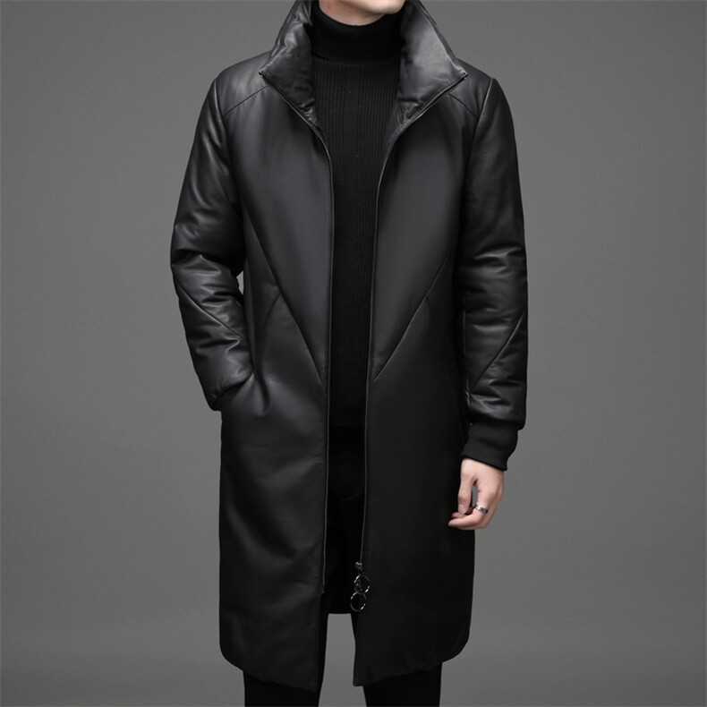 DLSN68D81878皮衣男头层绵羊皮白鸭绒羽绒服连帽皮风衣P1560,男装皮衣,电商B360