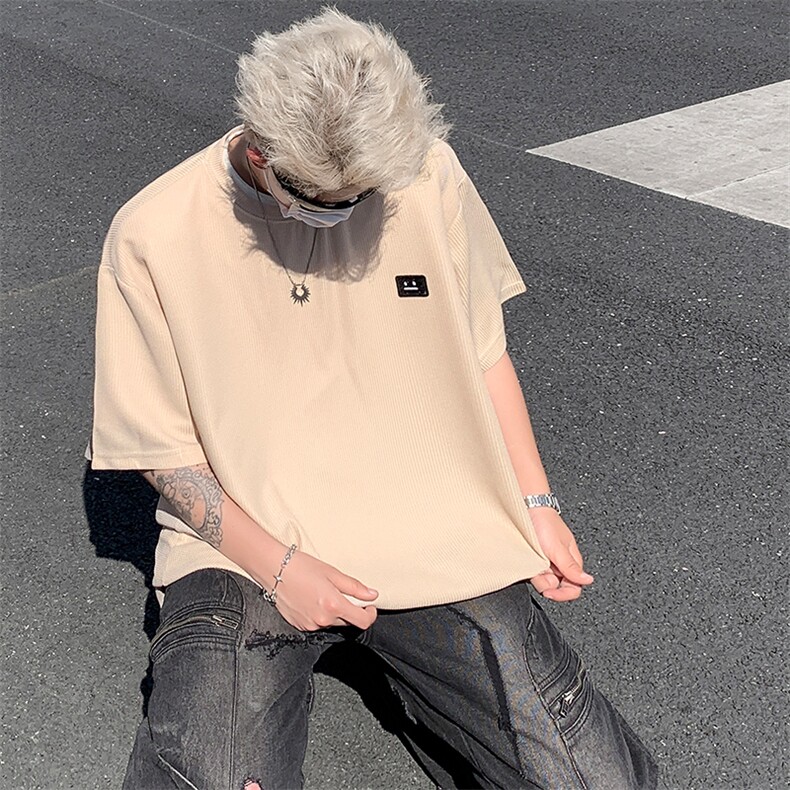8XL-M重磅！特大码T潮牌上衣男中性华夫格短袖T恤DX304P25控39,男装T恤,电商D206-1