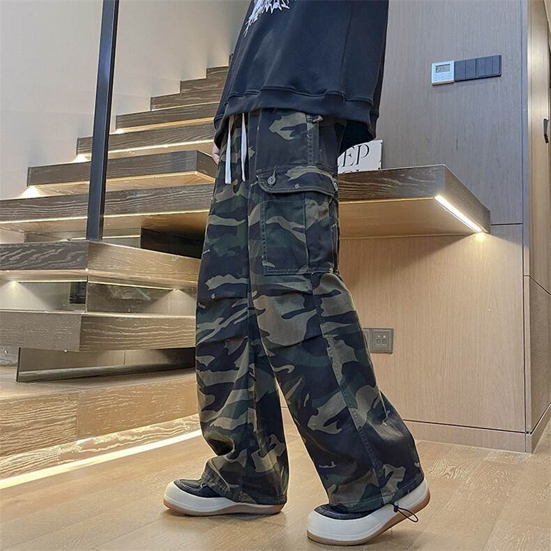 秋冬抖音迷彩工装裤潮牌美式高街大口袋休闲裤kk364P60,男装休闲裤,星座712