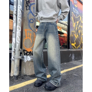 抖音品质美式高街复古水洗宽松直筒牛仔裤B315-K24274-p55控78图片