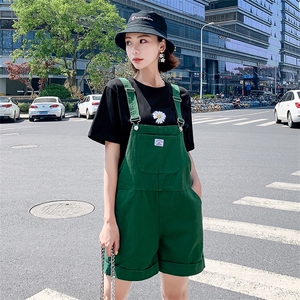 百搭减龄口袋韩版背带裤子2021年夏季常规图片
