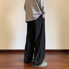 秋冬拖地裤子灯芯绒宽松百搭直筒长裤男港风休闲裤K321-P38，男装休闲裤，电商A099