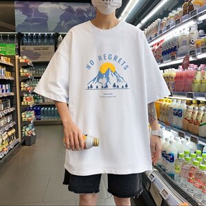 短袖男夏宽松纯棉T恤男百搭港风韩版情侣中性日系潮DT0268 P20图片