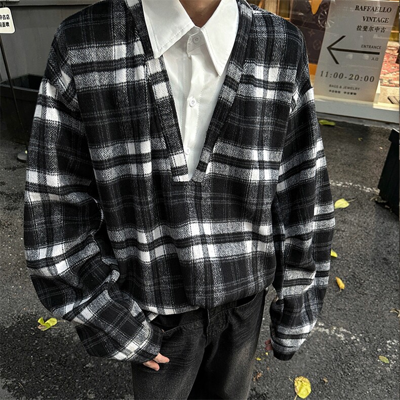 已做货休闲时尚高品质卫衣经典格子假两件卫衣秋冬流行单品P65,男装卫衣,电商B319
