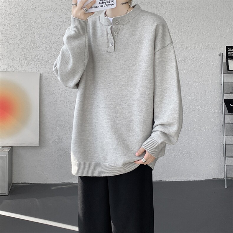 亨利领毛衣男款宽松慵懒高级感慵懒风针织衫内搭打底衫MY19007P50,男装T恤,电商B312