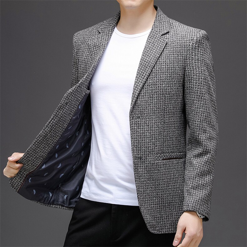 中老年单排扣春季长袖2023年翻领口袋上衣时尚西服SFT9609,男装西服,钱塘6003（原4033）
