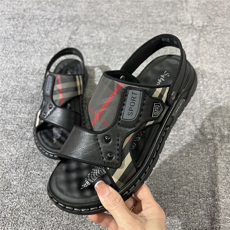 真皮头层羊皮凉鞋男士夏季新款沙滩鞋休闲两用拖鞋软底爸爸鞋真皮，男鞋凉鞋，黄金折扣鞋