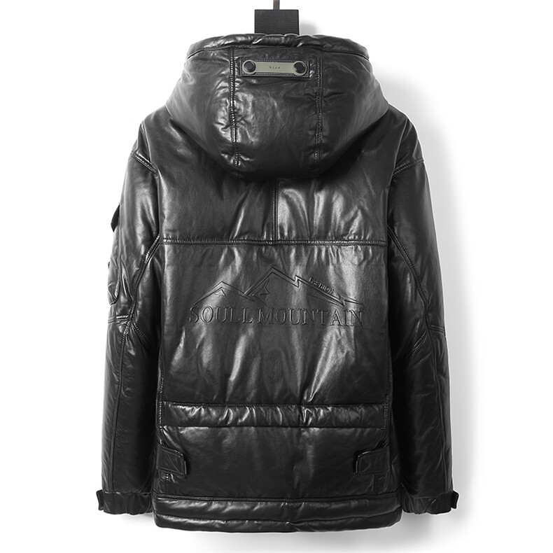 冬季新款男士真皮羽绒服90白鸭绒加厚面包服绵羊皮外套海宁男装,男装皮衣,电商B360A（原721A）
