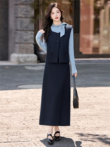 优雅气质蝴蝶结衬衫马甲半身裙三件套女2025秋新款轻熟风显瘦套装图片