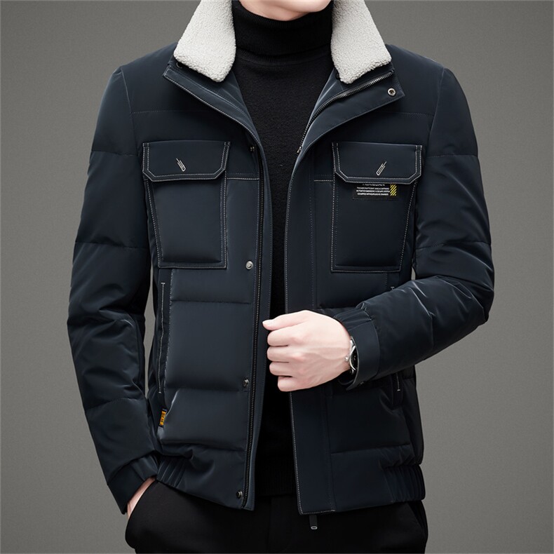 2023冬季新款白鸭绒羽绒服男装防寒休闲可卸毛领外套AJY8050-P295,男装羽绒服,电商B212（原钱塘6029）