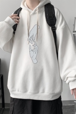 WY2147-P35加绒款-P40纯棉连帽卫衣男大码运动帽衫宽松薄外套男，男装卫衣，电商A040