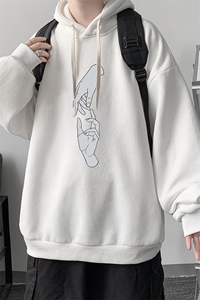 WY2147-P35 加绒款-P40 纯棉连帽卫衣男大码运动帽衫宽松薄外套男图片