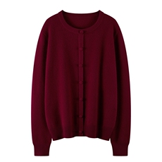 2025秋冬新款百搭舒适圆领包扣假开衫常规款时尚潮流，女装羊绒衫，绒知纯羊绒