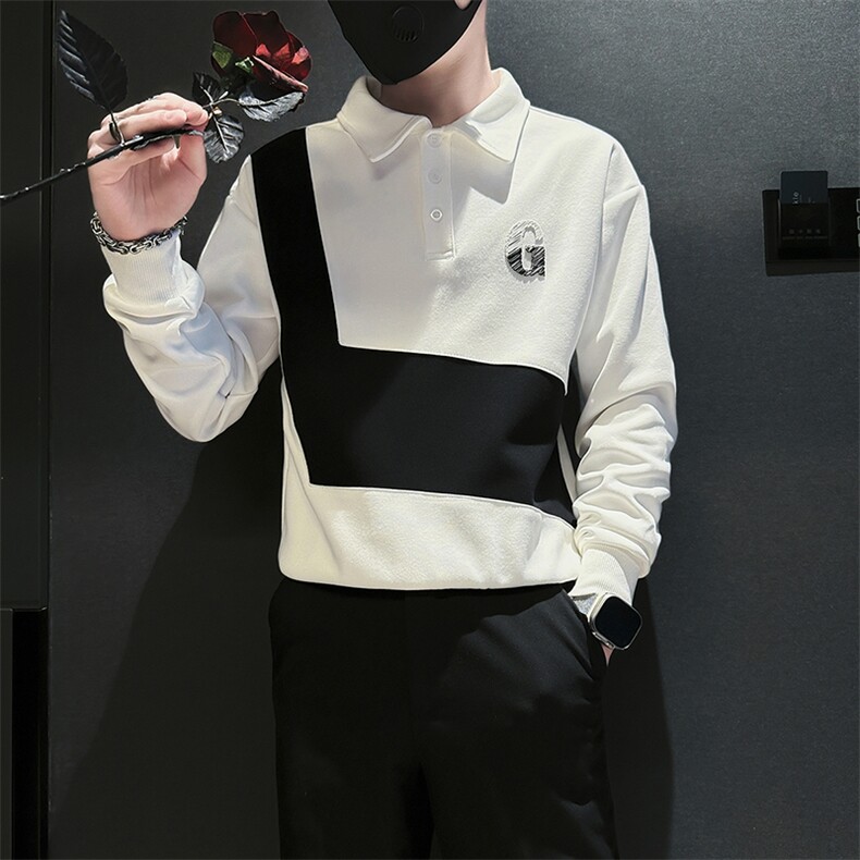 痞帅高级感拼接翻领男士卫衣外套社会小伙店主风301C-WY49P58控78,女装短外套,星座301C（原B323）