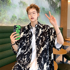 现货2026夏短袖中性男女夏季薄款潮流宽松沙滩清凉衬衫C221-TP30，男装衬衫，电商A170