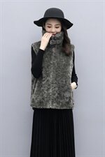 马甲女2021冬季新款韩版休闲外搭仿皮草外套时尚獭兔毛马夹上衣潮，女装皮草，素月