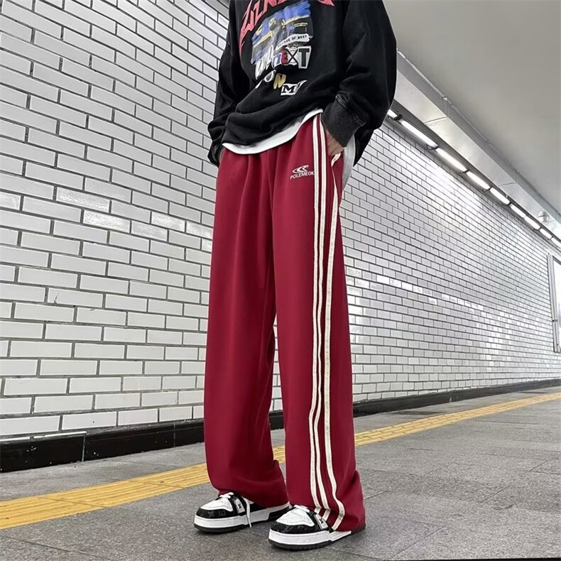 三条杠束脚裤子男女春秋季高街潮牌抽绳卫裤运动休闲长裤-K1299,男装休闲裤,星座601-2