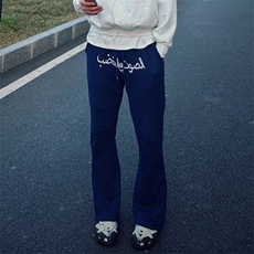 美式高街潮牌男女运动休闲裤直筒宽松慵懒显瘦印花休闲卫裤子，男装休闲裤，电商A486