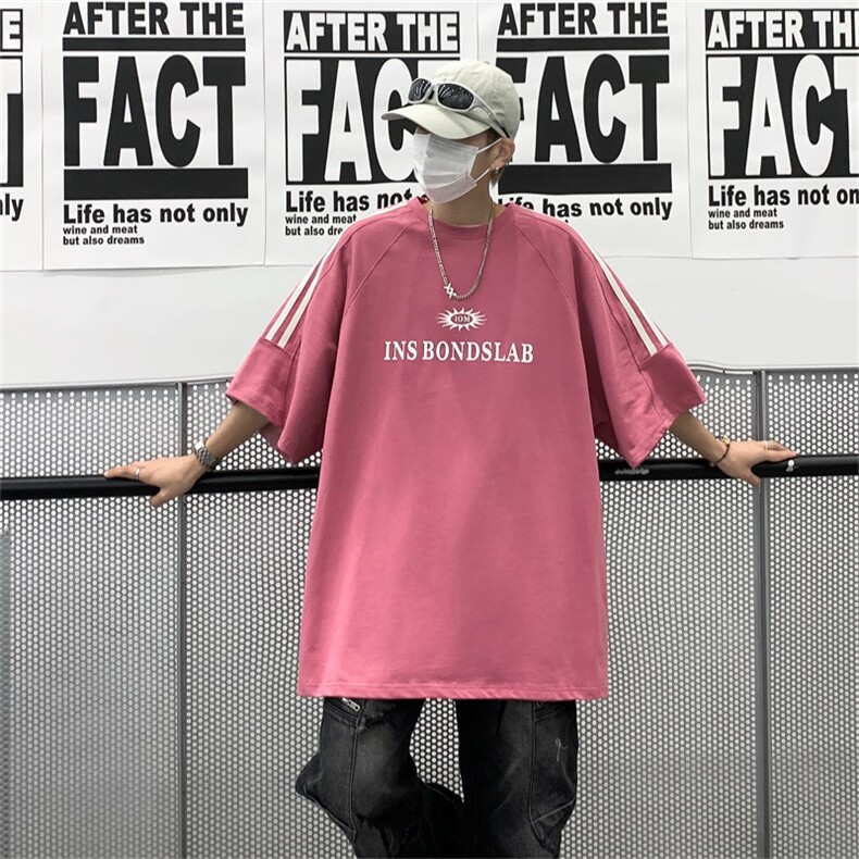 电商DSA028-DT23X01棉P38港风短袖T恤潮流宽松休闲上衣,男装T恤,电商A028