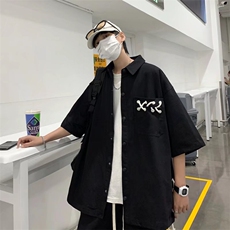 网红炸街套装发型师潮牌男装高级感衬衫短裤两件套TA06P50，男装休闲套装，星座1116-2