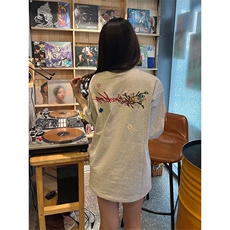 万针全刺绣工艺抖音得物高品质260克重磅纯棉双纱美式高街短袖T恤，男装T恤，电商A486