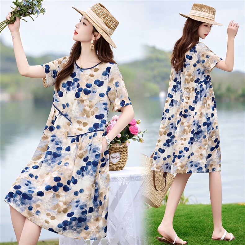 2026夏装新款时尚优雅花色连衣裙，女装连衣裙，姿衣坊