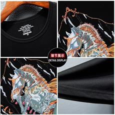 新款高品质套头短袖燙钻潮休闲圆领T恤夏季大码简欧上衣A2503-P63，男装T恤，电商A227B（原钱塘4066-1）