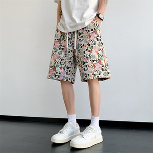 夏季新款大码休闲裤男熊猫刺绣短裤五分裤子217-2-K206-特P35，男装牛仔裤，星座217-2
